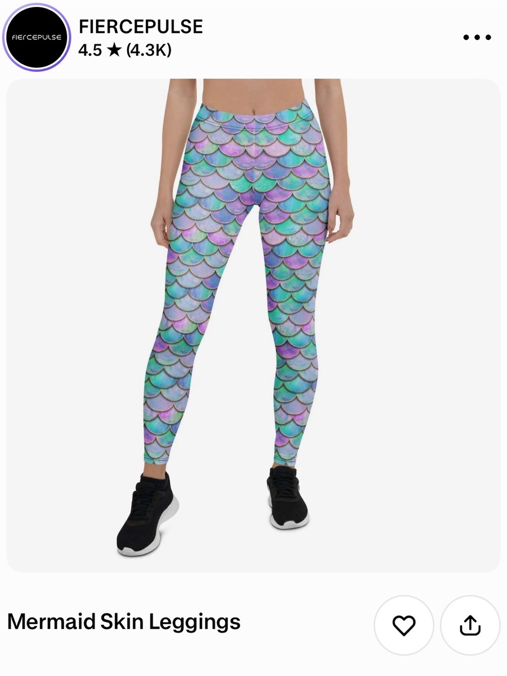 Fiercepulse Mermaid Skin Leggings - Pastel Scale Print Size M